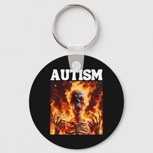 Autisme Grappig Cringe Hard Skelet Meme Vlammen 1 Sleutelhanger (Voorkant)