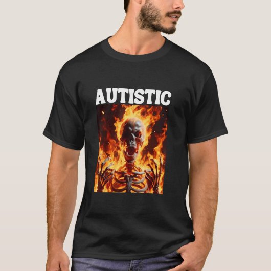 Autisme Grappig Cringe Hard Skelet Meme Vlammen T-shirt (Voorkant)
