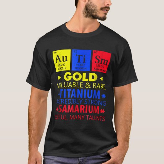Autisme-Grappig Goud Titanium Samarium Autisme Awa T-shirt (Voorkant)
