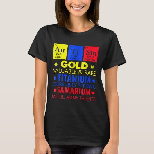 Autisme-Grappig Goud Titanium Samarium Autisme Awa T-shirt (Voorkant)