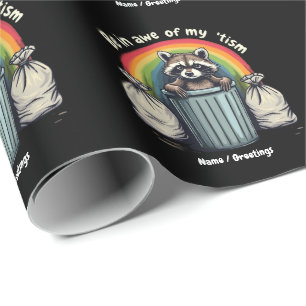 Autisme Grappig Raccoon Wees onder de indruk van m Cadeaupapier