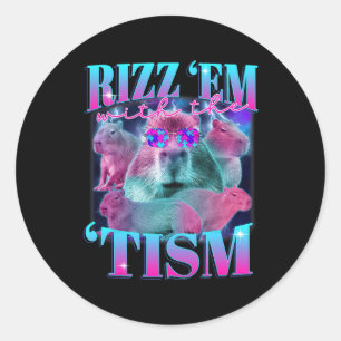 Autisme Grappig Rizz Em met de TISM Capybyra Meme  Ronde Sticker