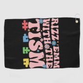 Autisme Grappig Rizz EM met de Tism Meme Autistic Golfhanddoek (Horizontaal)