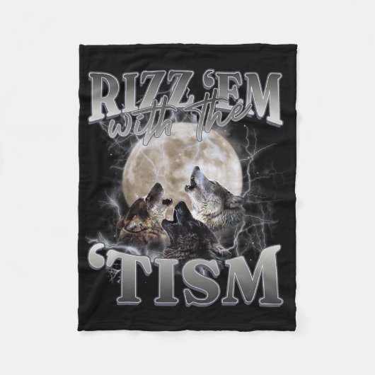Autisme Grappig Rizz Em met de Tism Meme Autistisc Fleece Deken (Voorkant)