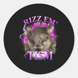 Autisme Grappig Rizz Em Met De Tism Meme Autistisc Ronde Sticker