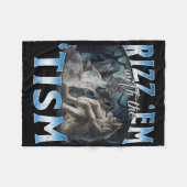 Autisme Grappig Rizz Em met de Tism Wolf meme Fleece Deken (Voorkant (Horizontaal))