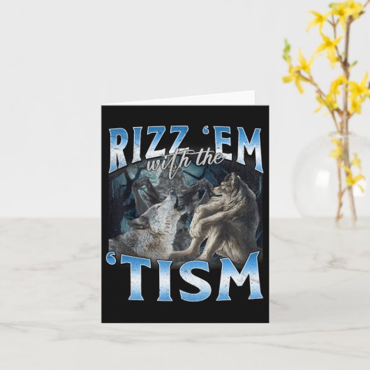 Autisme Grappig Rizz Em met de Tism Wolf meme Kaart (Gele Bloem)