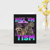 Autisme Grappig Rizz Em met het Tism Meme Racoon Kaart (Gele Bloem)