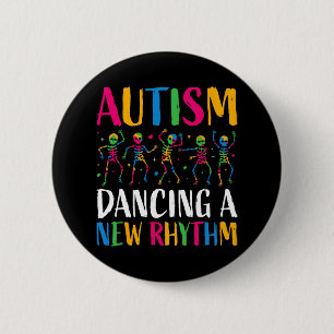 Autisme Grappig Skelet Dansen Nieuw Ritme Autisme  Ronde Button 5,7 Cm