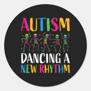 Autisme Grappig Skelet Dansen Nieuw Ritme Autisme Ronde Sticker