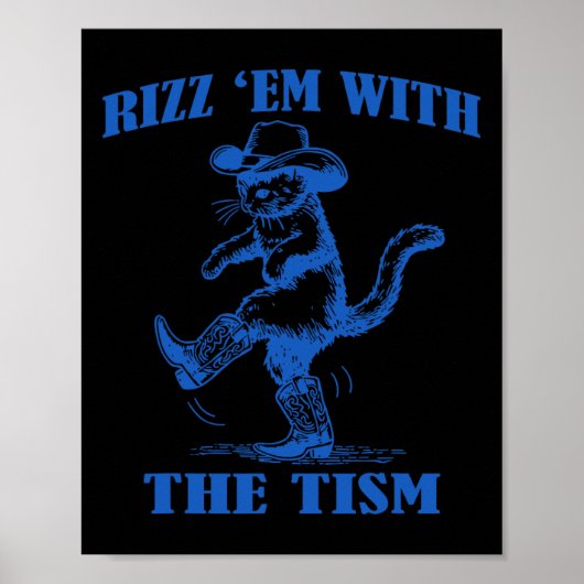 Autisme Grappige Rizz Em Grappige Kat Rizz Em Met  Poster (Voorkant)