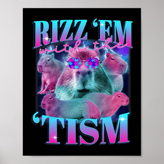 Autisme Grappige Rizz Em Met De Tism Capybyra Meme Poster (Voorkant)