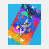 Autisme Haai 3 maten Fleece Deken (Voorkant)