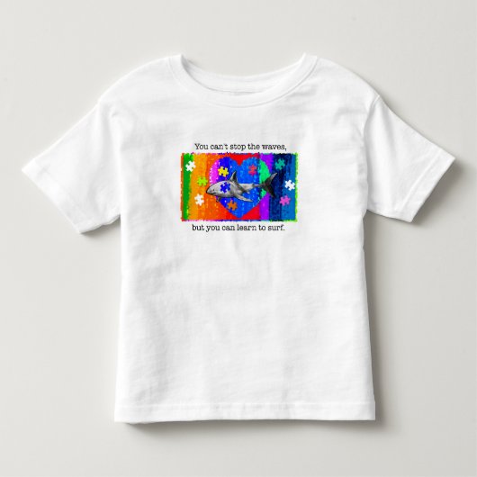 Autisme Haai 4T WIT Kinder Shirts (Voorkant)