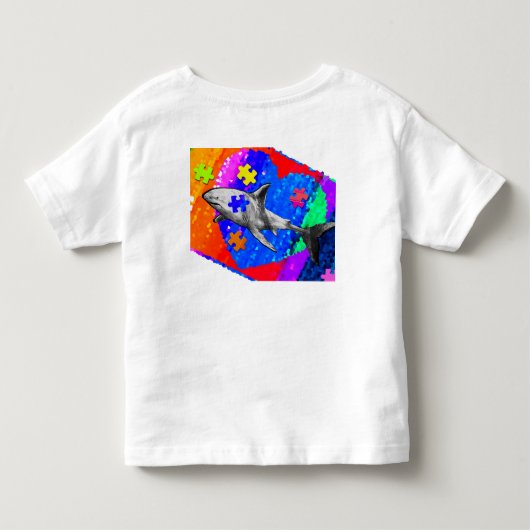 Autisme Haai 5/6T WIT Kinder Shirts (Achterkant)