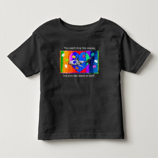 Autisme Haai 5/6T ZWART Kinder Shirts (Voorkant)