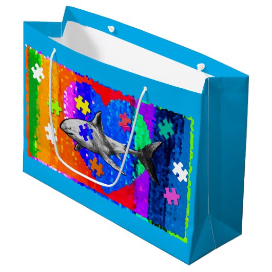 Autisme Haai Groot Cadeauzakje (Voorkant Gekanteld)