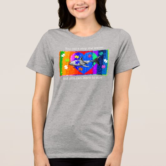 Autisme Haai VROUWEN GRIJS Tri-Blend Shirt (Voorkant)