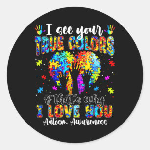 Autisme Hand Ik zie je ware kleuren bewustzijn vro Ronde Sticker