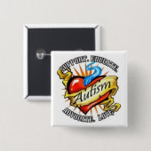 autisme harttatoe vierkante button 5,1 cm (Voorkant /achterkant)