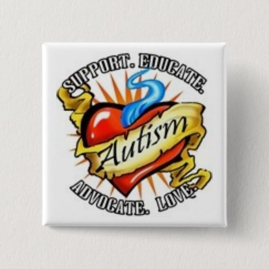 autisme harttatoe vierkante button 5,1 cm (Voorkant)