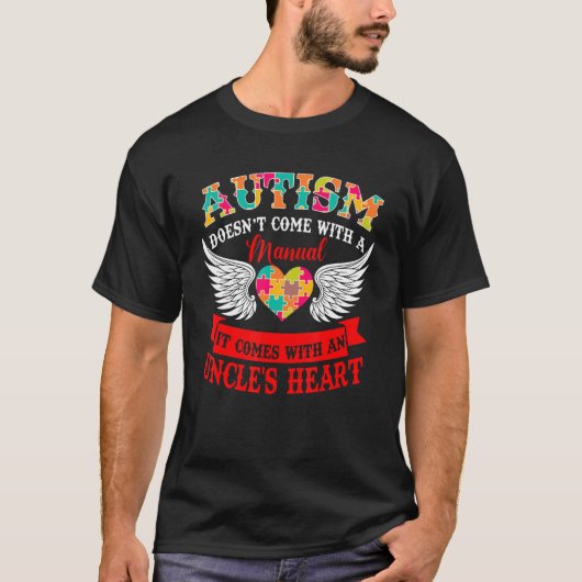 Autisme heeft geen handleiding met hart van P T-shirt (Voorkant)