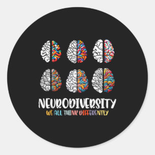 Autisme hersenen neurodiversiteit asd bewustzijn m ronde sticker