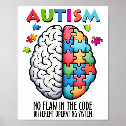 Autisme Hersenpuzzel Geen Fout In De Code Poster (Voorkant)