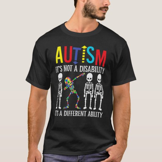 Autisme - Het is een ander vermogen Dabbing Skelet T-shirt (Voorkant)