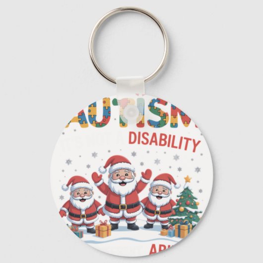 Autisme Het Is Geen Beperking Dabbing Kerstman Ker Sleutelhanger (Voorkant)