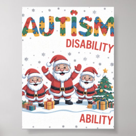 Autisme Het Is Geen Beperking Dabbing Kerstman Poster (Voorkant)