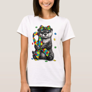 Autisme Hoogland Otter Puzzel Lint T-Shirt, Retro T-shirt