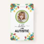 Autisme ID Kind of Volwassene Medische Alert Badge (Voorkant)