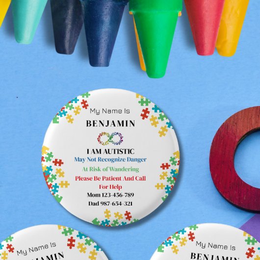 Autisme ID Kind of Volwassene Medische Alert Ronde Button 3,2 Cm