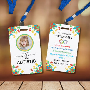 Autisme ID Kind of Volwassene Medische Waarschuwin Badge