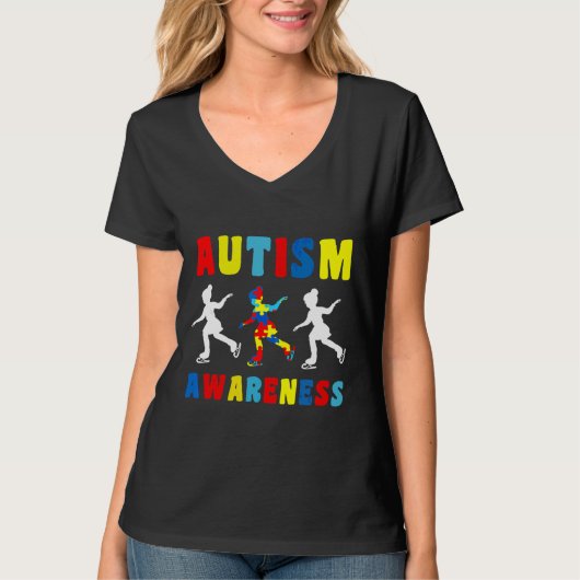 Autisme-ijs Skating-spelers Autism-bewustmakingsma T-shirt (Voorkant)