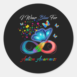 Autisme - ik Draag blauw voor autisme-autisme Ronde Sticker
