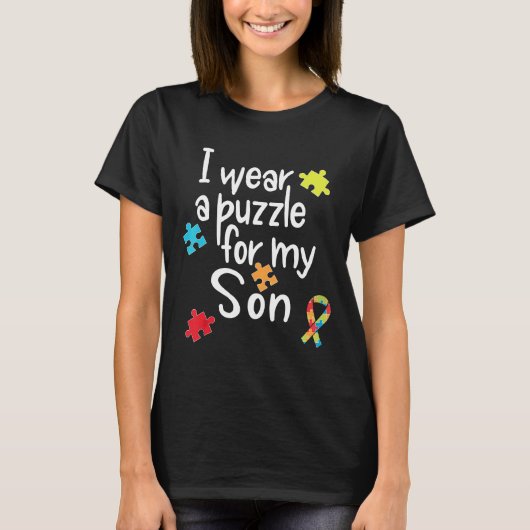 Autisme-Ik Draag puzzel voor mijn zoon Autisme Bew T-shirt (Voorkant)