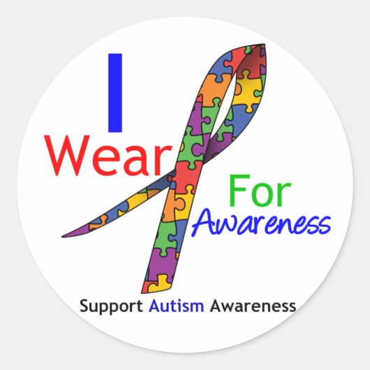 Autisme Ik Draag puzzellint voor bewustzijn Ronde Sticker (Voorkant)