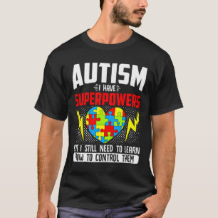 Autisme ik heb superkrachten maand ribbon puzzle d t-shirt