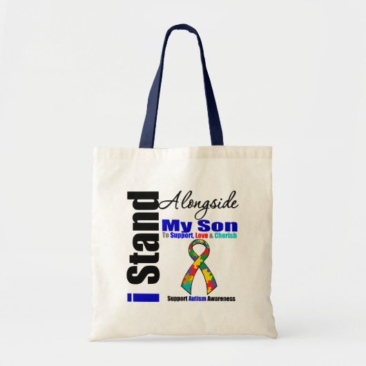 Autisme ik sta naast mijn zoon tote bag (Voorkant)