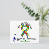 Autisme ik steun mijn kleinzoon briefkaart (Staand voorkant)