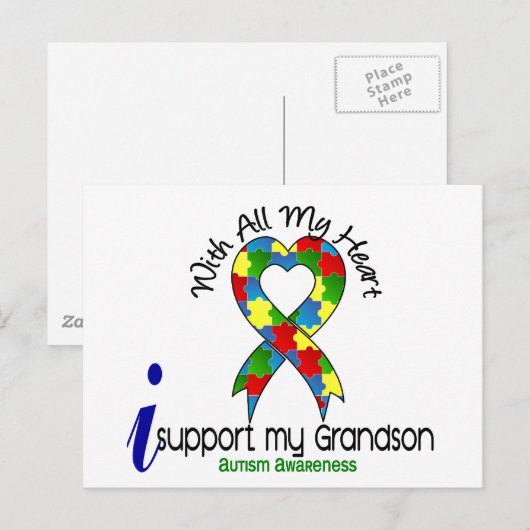 Autisme ik steun mijn kleinzoon briefkaart (Voorkant / Achterkant)