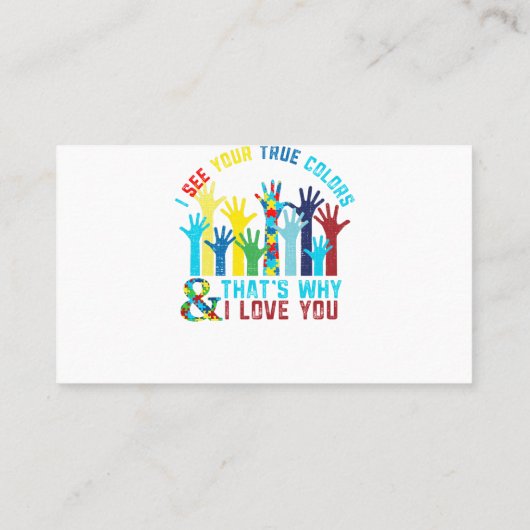 Autisme ik zie je ware kleuren autisme visitekaartje (Achterkant)