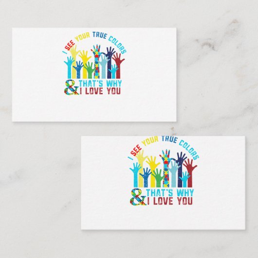 Autisme ik zie je ware kleuren autisme visitekaartje (Voorkant / Achterkant)