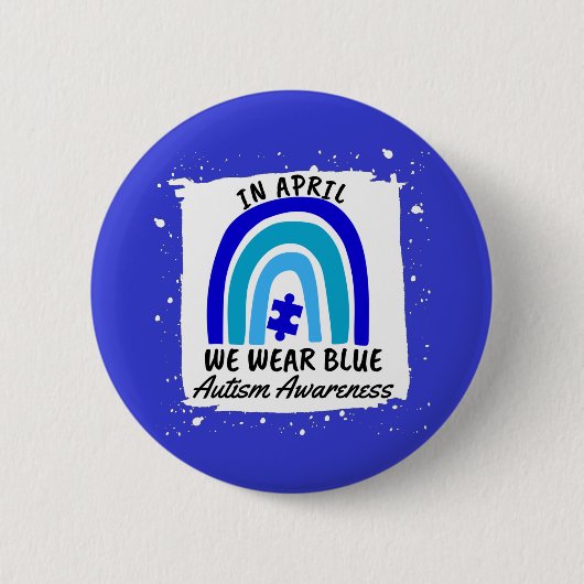 Autisme in april Draag we blauw Ronde Button 5,7 Cm (Voorkant)