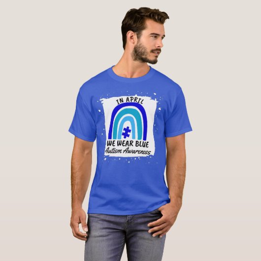 Autisme in april Draag we blauw T-shirt (Voorkant volledig)