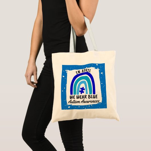 Autisme in april Draag we blauw Tote Bag (Voorkant (product))