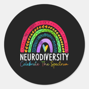 Autisme in de neurodiversiteit Asd adhd Rainbow Bo Ronde Sticker
