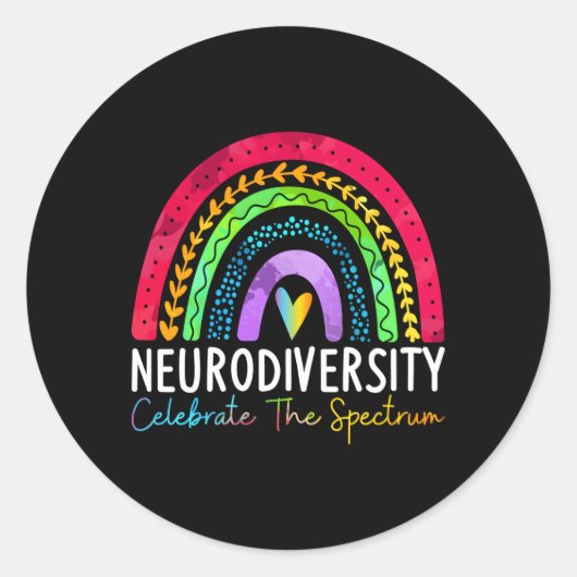 Autisme in de neurodiversiteit Asd adhd Rainbow Bo Ronde Sticker (Voorkant)